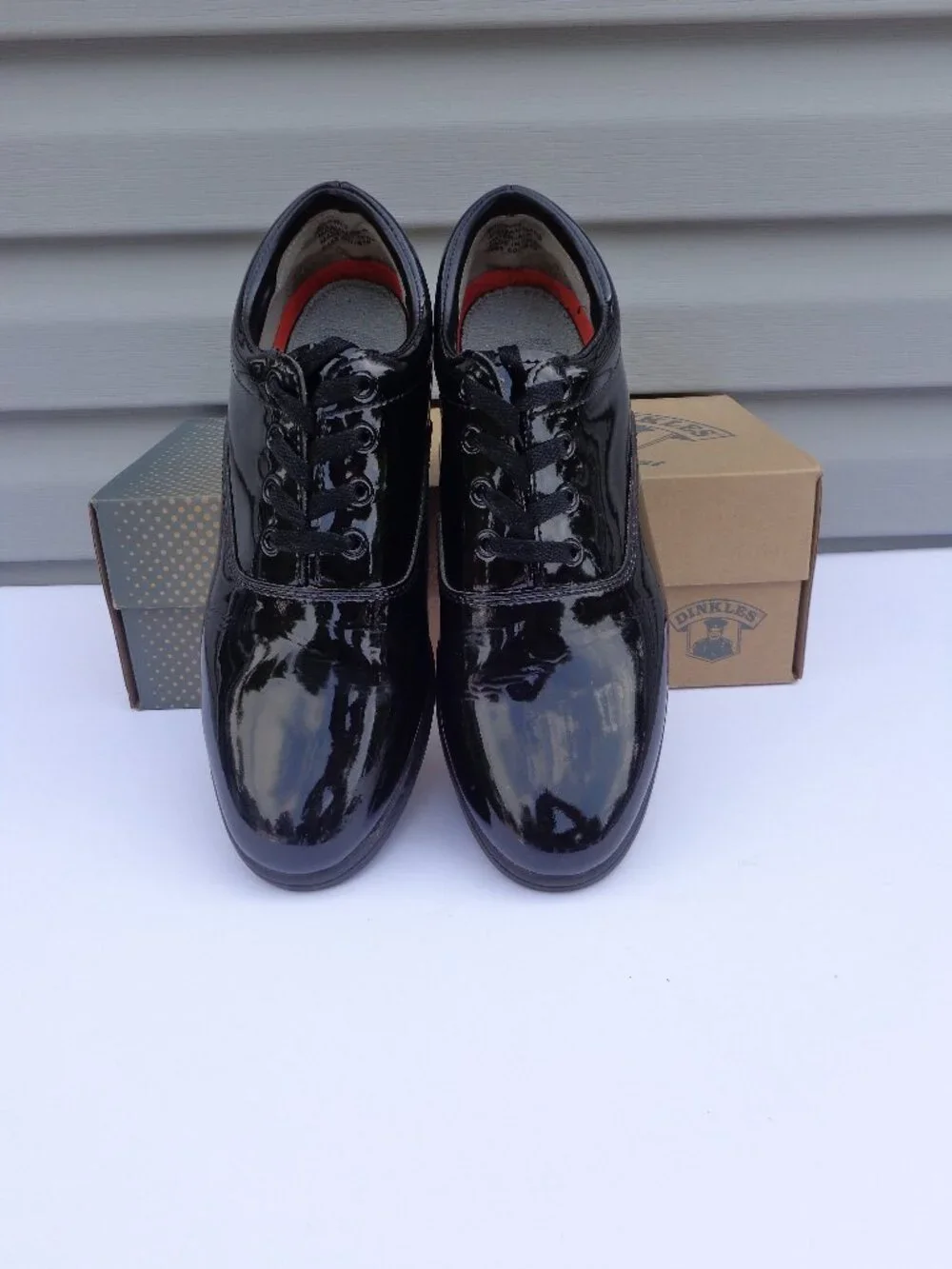 Dinkles Unisex Marching Band Shoes Black Faux Patent Size Men's 10 Women's 12